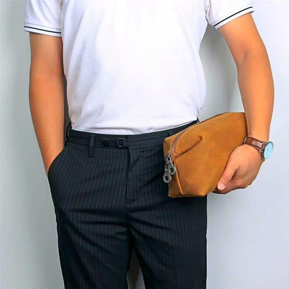 Trousse de toilette homme en cuir – VeeBag™