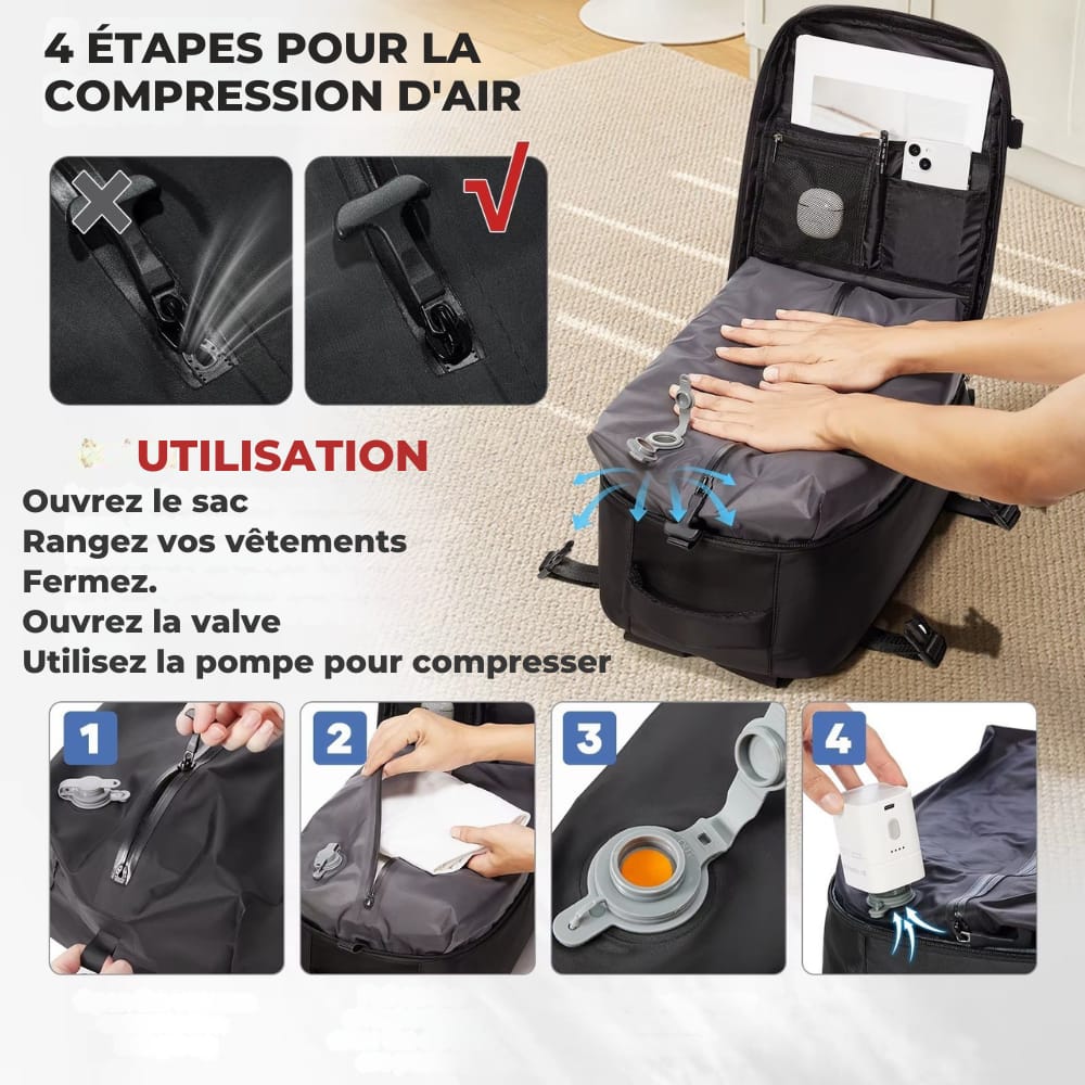 Sac de voyage avec compartiment sous vide
