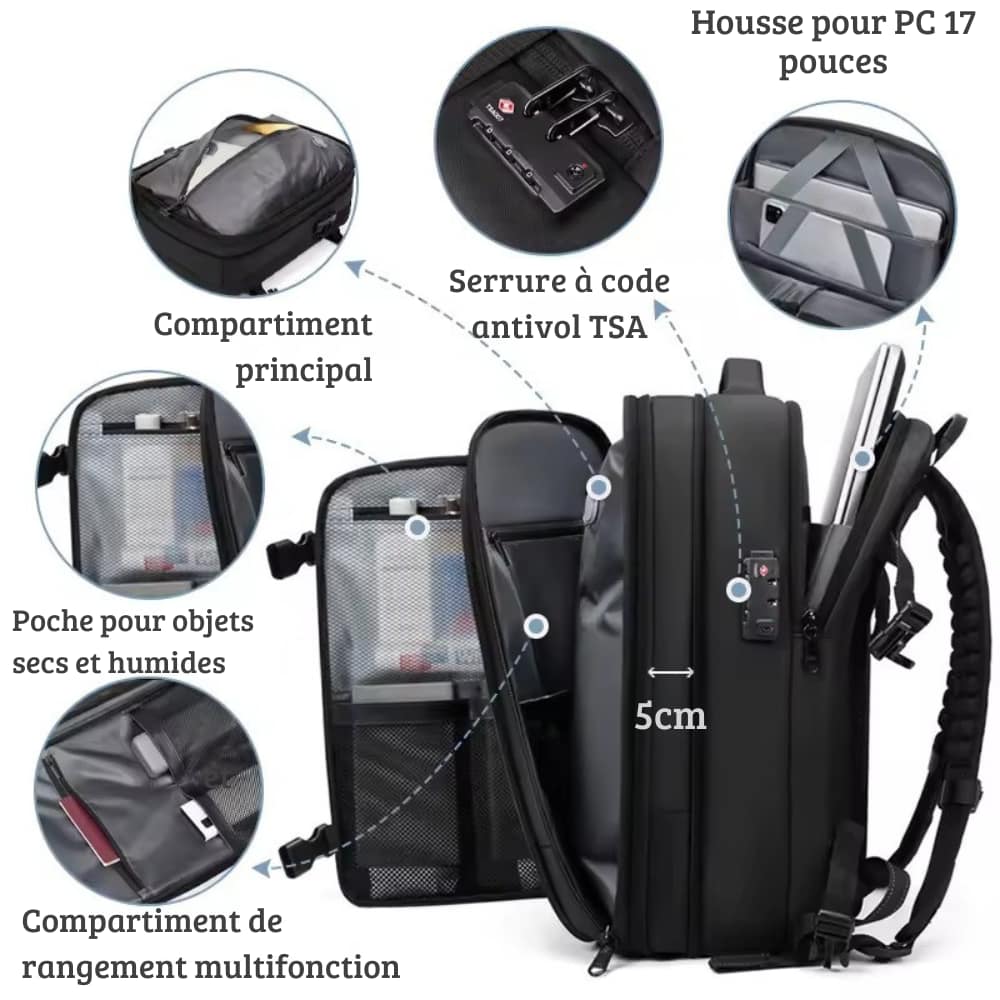 Sac à dos compression sous vide avec pompe