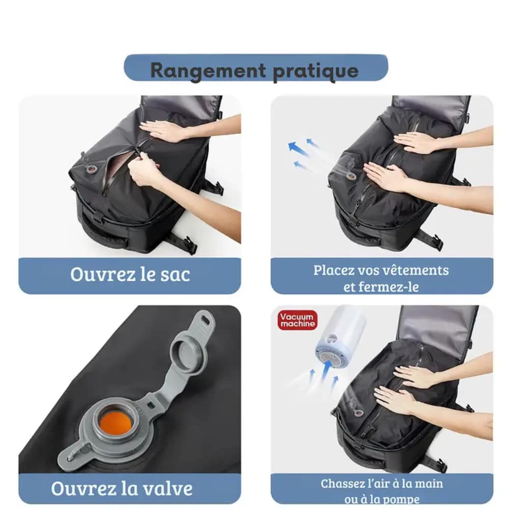 Sac à dos compression sous vide 40x30x15 cm