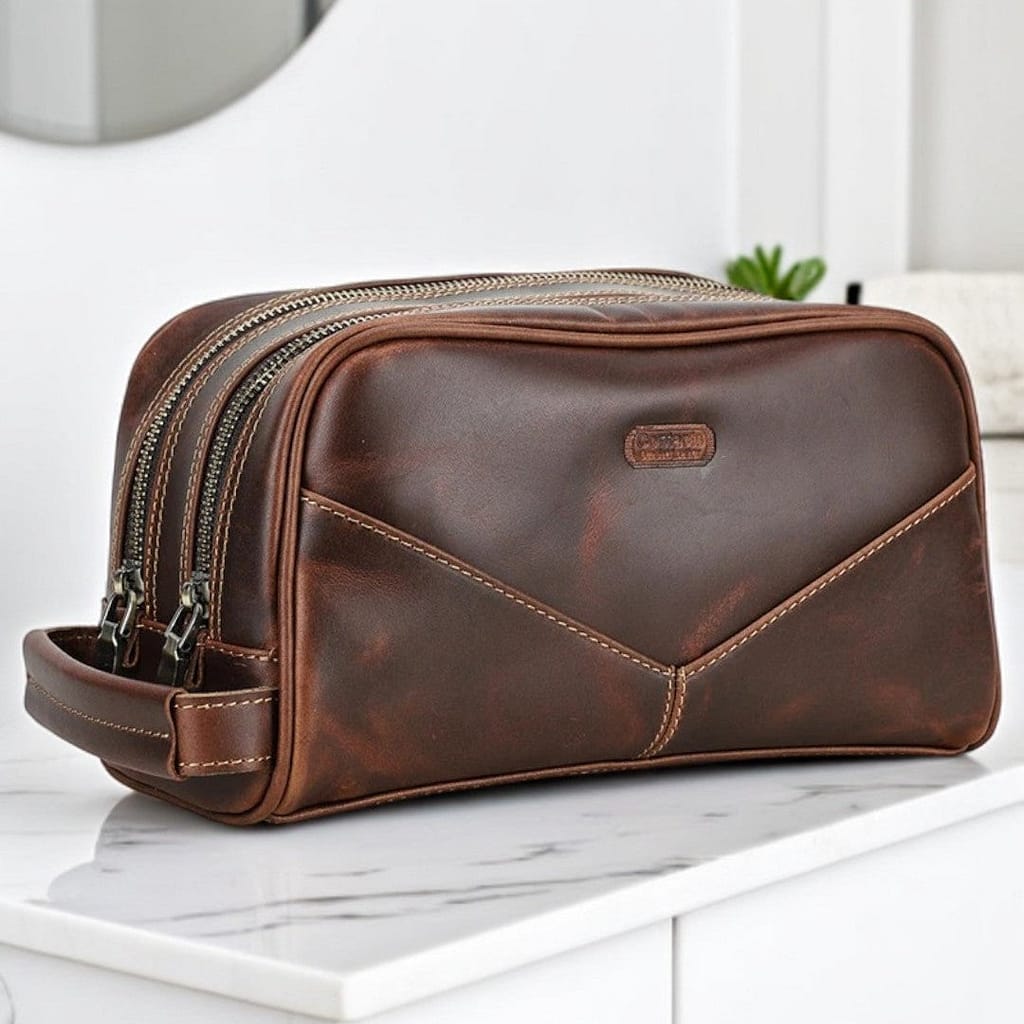 Trousse de toilette en cuir