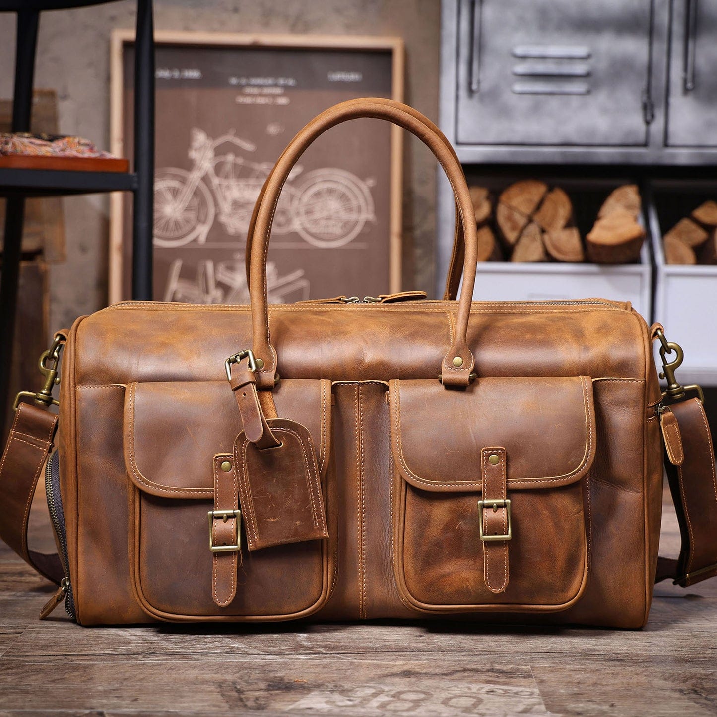 Sac De Voyage Vintage En Cuir - Fabriqué En Grèce - Solide Et élégant