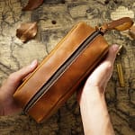 Trousse de toilette homme en cuir vintage