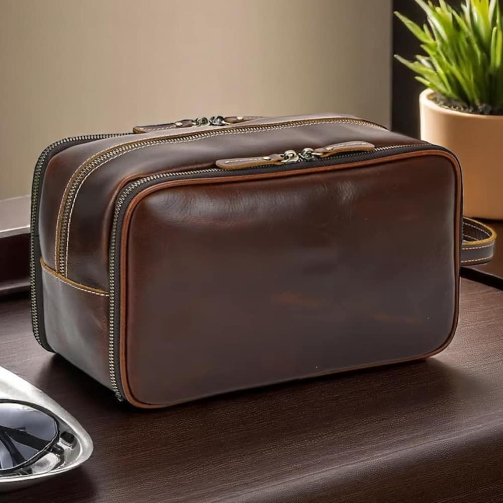 Trousse de toilette en cuir pour femme