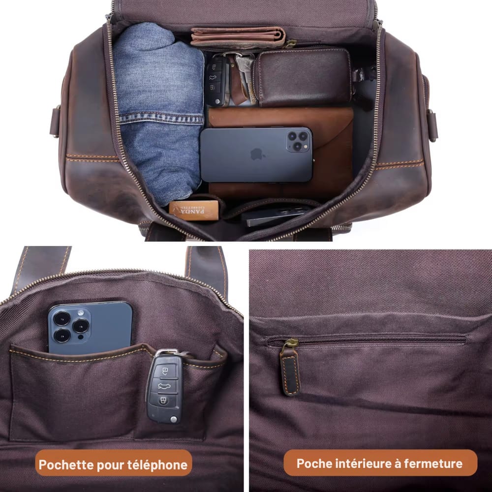 Sac de voyage en cuir pour homme