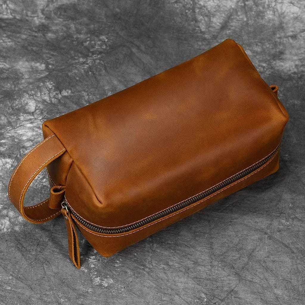 Trousse de toilette en cuir pour homme