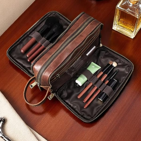 Trousse de toilette en cuir pour femme